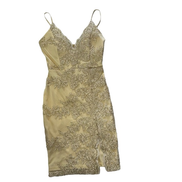 Windsor NWOT's - Womens Gold Tone Slit Mini Dress Sz. SM - Picture 15 of 15